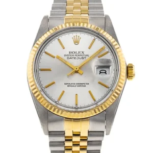 ROLEX White Dial With Golden chain