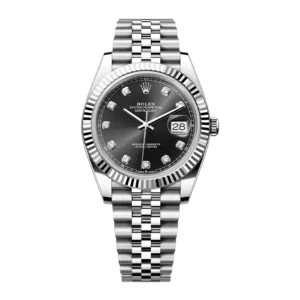 ROLEX Black Dial with silver Chain