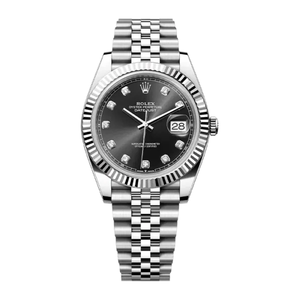 ROLEX Black Dial with silver Chain