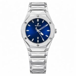 Hublot Premium Watch – Luxury Diamond Cut Chain – Navy Blue Dial