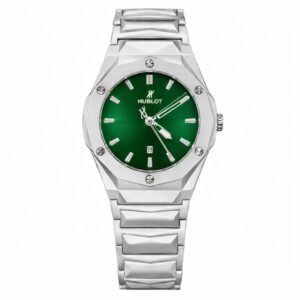 Hublot Premium Watch – Luxury Diamond Cut Chain – Green Dial