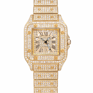 PATEK PHILIPPE- Gold Square Tank Iced Out Watch